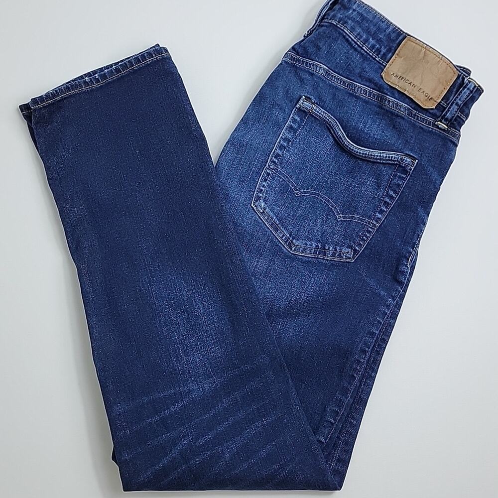 American Eagle Outfitters Mens Slim Straight Blue Denim Jeans 34